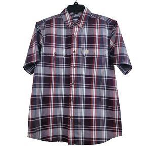 Carhartt Relaxed Fit Plaid Shirt Men's M Short Sleeve Button Front Two Pockets